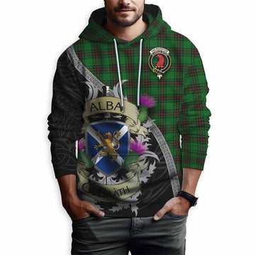Halkerston Tartan Family Crest Hoodie Lion Rampant Royal Thistle Shield Celtic Inspired Pullover Hoodie - Tartan Vibes Clothing