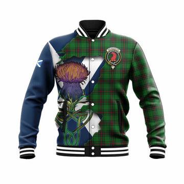 Halkerston Tartan Family Crest Baseball Jacket Scottish Thistle Celtic Inspired Unisex - Tartan Vibes Clothing