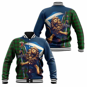 Halkerston Tartan Family Crest Baseball Jacket with Scottish Majestic Lion Unisex - Tartan Vibes Clothing