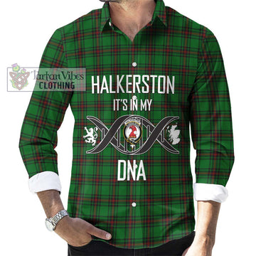 Halkerston Tartan Long Sleeve Button Shirt with Family Crest DNA In Me Style Men's Shirt S - Tartan Vibes Clothing
