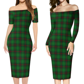 Halkerston Tartan Off Shoulder Lady Dress Women's Dress - Tartan Vibes Clothing