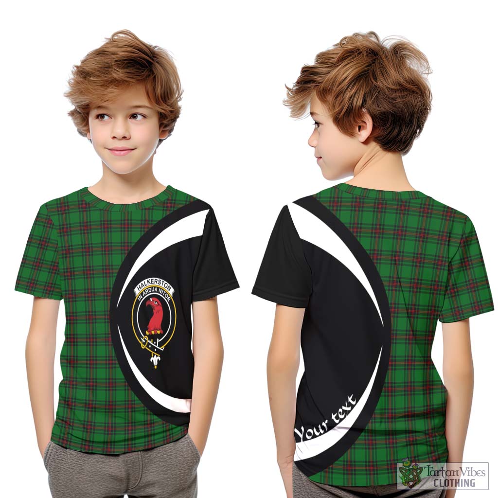 Halkerston Tartan Kid T-Shirt with Family Crest Circle Style Youth XL Size14 - Tartan Vibes Clothing