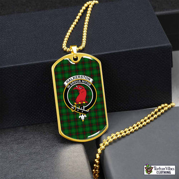 Halkerston Tartan Dog Tag Necklace with Family Crest Gold No - Tartan Vibes Clothing