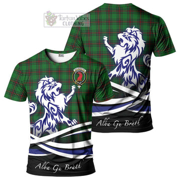 Halkerston Tartan Cotton T-shirt with Alba Gu Brath Regal Lion Emblem Women's Shirt - Tartan Vibes Clothing