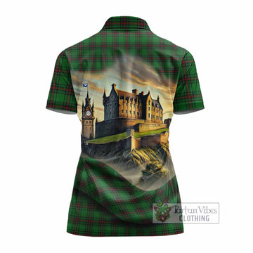 Halkerston Tartan Family Crest Women's Polo Shirt with Scottish Ancient Castle Style - Tartan Vibes Clothing