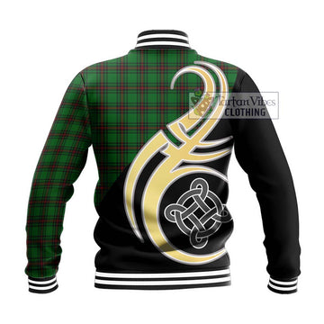 Halkerston Tartan Baseball Jacket with Family Crest and Celtic Symbol Style - Tartan Vibes Clothing