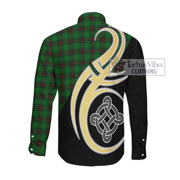 Halkerston Tartan Long Sleeve Button Shirt with Family Crest and Celtic Symbol Style Men's Shirt - Tartan Vibes Clothing