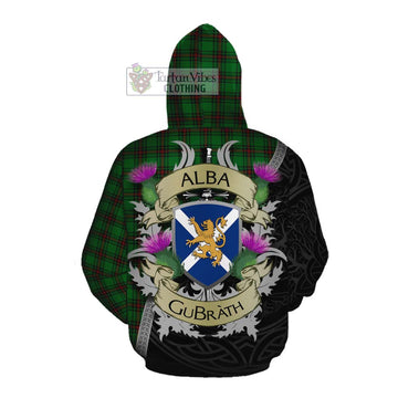 Halkerston Tartan Family Crest Cotton Hoodie Lion Rampant Royal Thistle Shield Celtic Inspired Pullover Hoodie - Tartan Vibes Clothing
