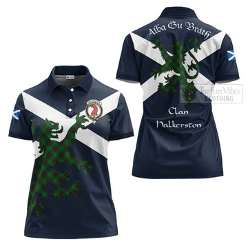 Halkerston Tartan Lion Rampant Women's Polo Shirt Proudly Display Your Heritage with Alba Gu Brath and Clan Name - Tartan Vibes Clothing