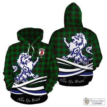 Halkerston Tartan Hoodie with Alba Gu Brath Regal Lion Emblem - Tartan Vibes Clothing