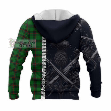 Halkerston Tartan Knitted Hoodie with Family Crest Cross Sword Thistle Celtic Vibes - Tartan Vibes Clothing
