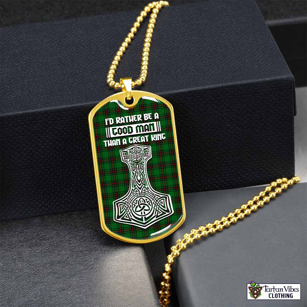 Halkerston Tartan Dog Tag Necklace Viking Mjolnir Style Gold No - Tartan Vibes Clothing