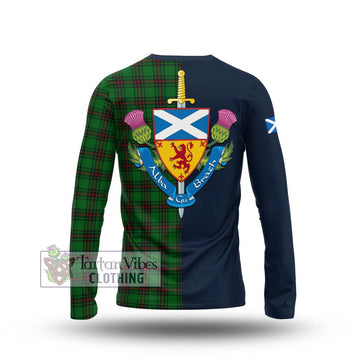 Halkerston Tartan Long Sleeve T-Shirt Alba with Scottish Lion Royal Arm Half Style - Tartan Vibes Clothing