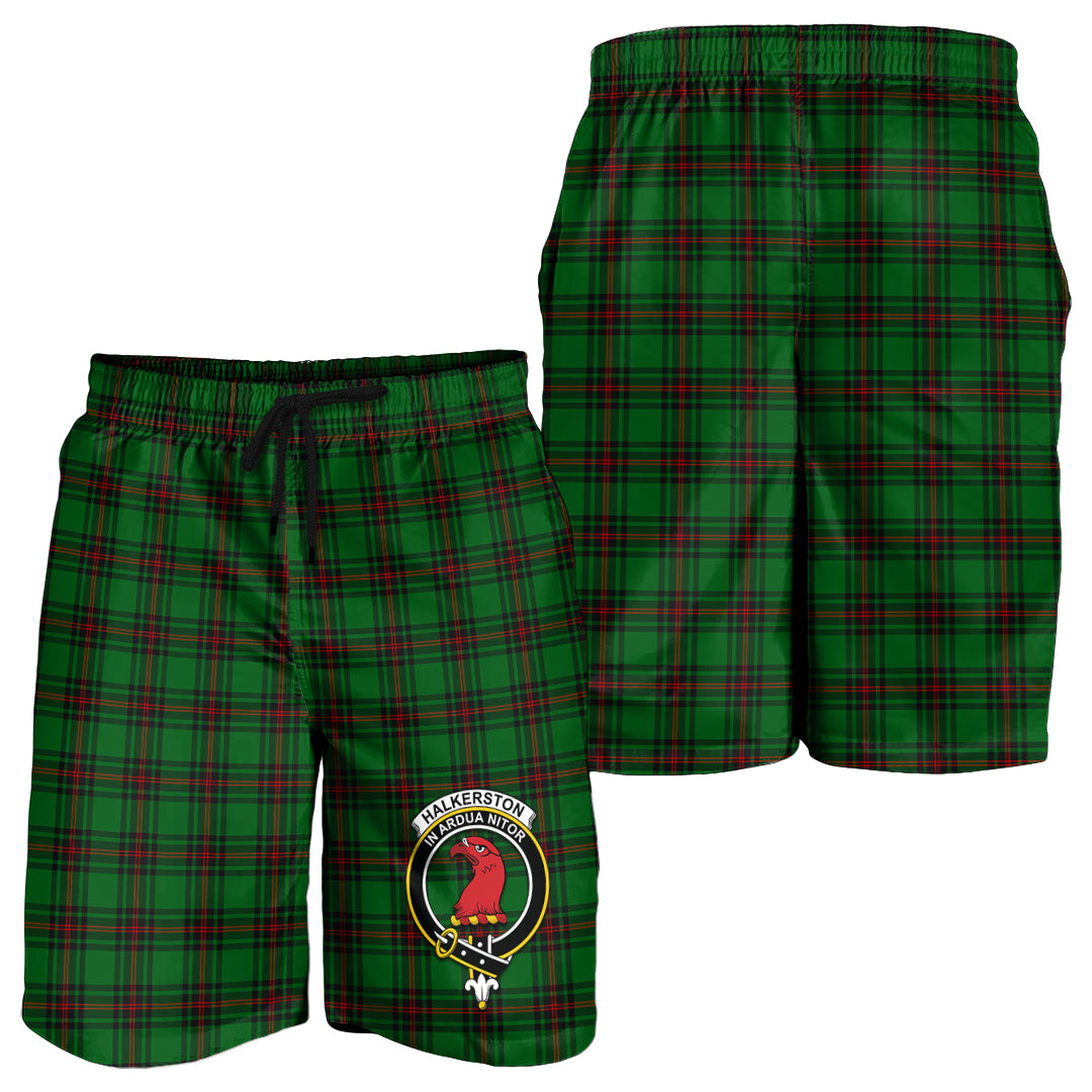 Halkerston Tartan Mens Shorts with Family Crest - Tartan Vibes Clothing