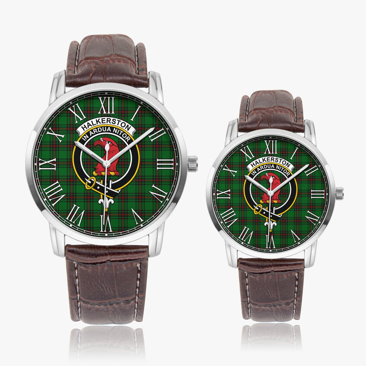Halkerston Tartan Family Crest Leather Strap Quartz Watch - Tartan Vibes Clothing