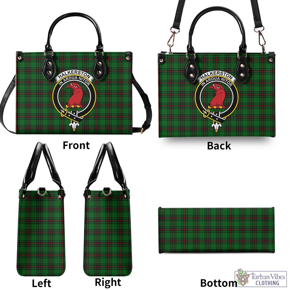 Halkerston Tartan Luxury Leather Handbags with Family Crest - Tartan Vibes Clothing