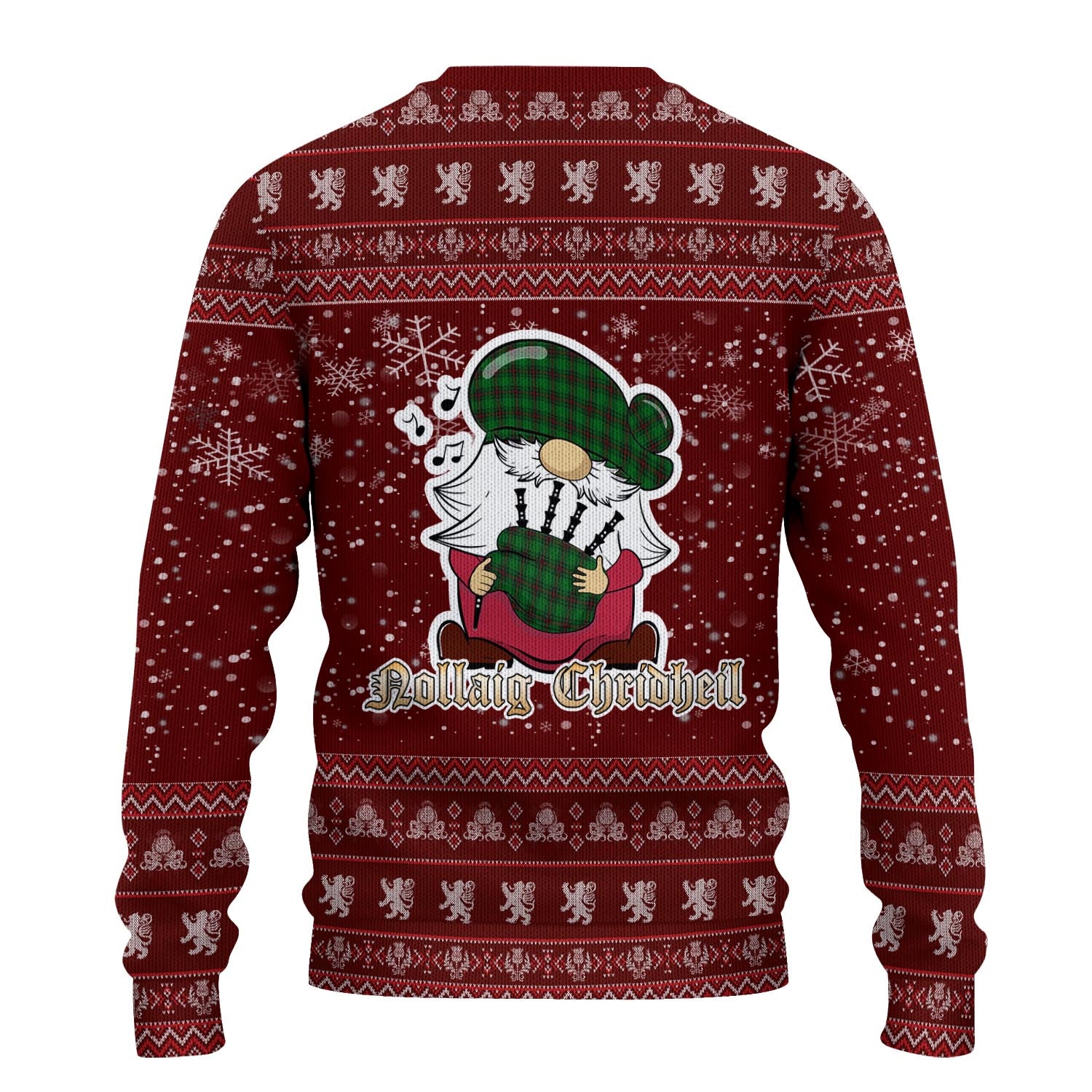 Halkerston Clan Christmas Family Knitted Sweater with Funny Gnome Playing Bagpipes - Tartanvibesclothing