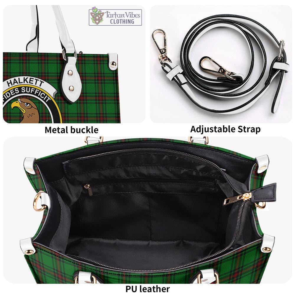 Tartan Vibes Clothing Halkett Tartan Luxury Leather Handbags with Family Crest