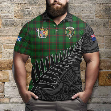 Halkett Crest Tartan Polo Shirt with New Zealand Silver Fern Half Style