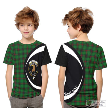 Halkett Tartan Kid T-Shirt with Family Crest Circle Style