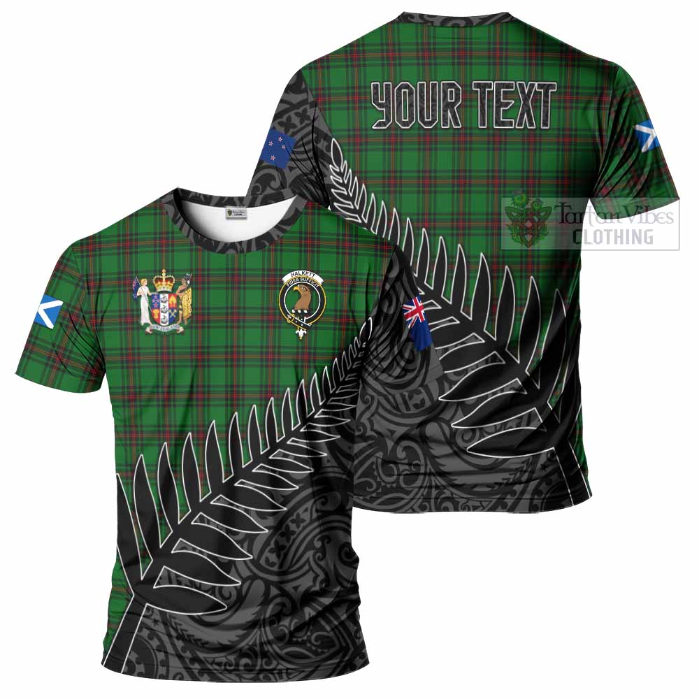 Tartan Vibes Clothing Halkett Crest Tartan T-Shirt with New Zealand Silver Fern Half Style