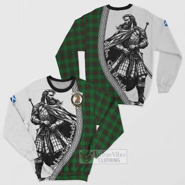 Halkett Tartan Clan Crest Sweatshirt with Highlander Warrior Celtic Style