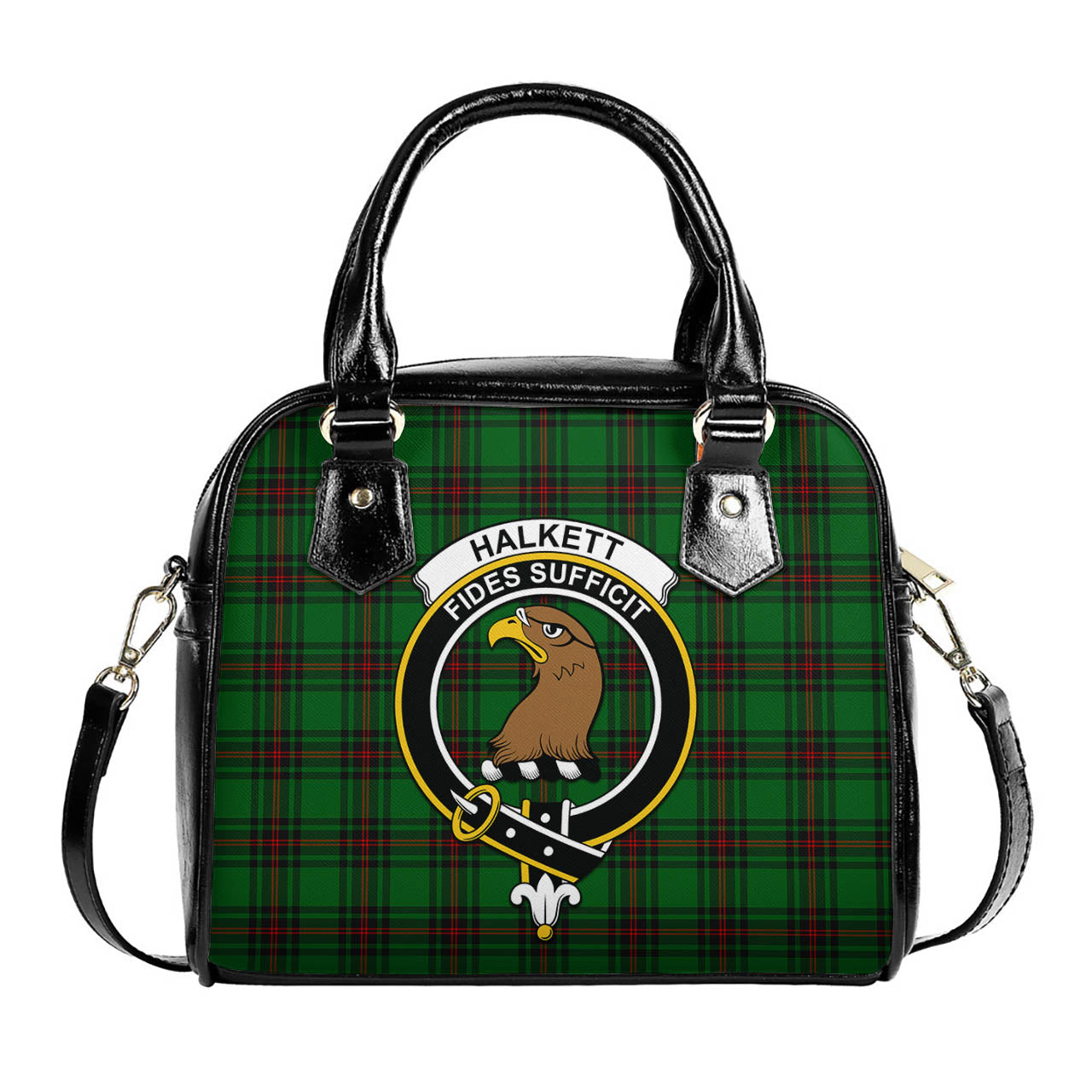 Halkett Tartan Shoulder Handbags with Family Crest One Size 6*25*22 cm - Tartanvibesclothing