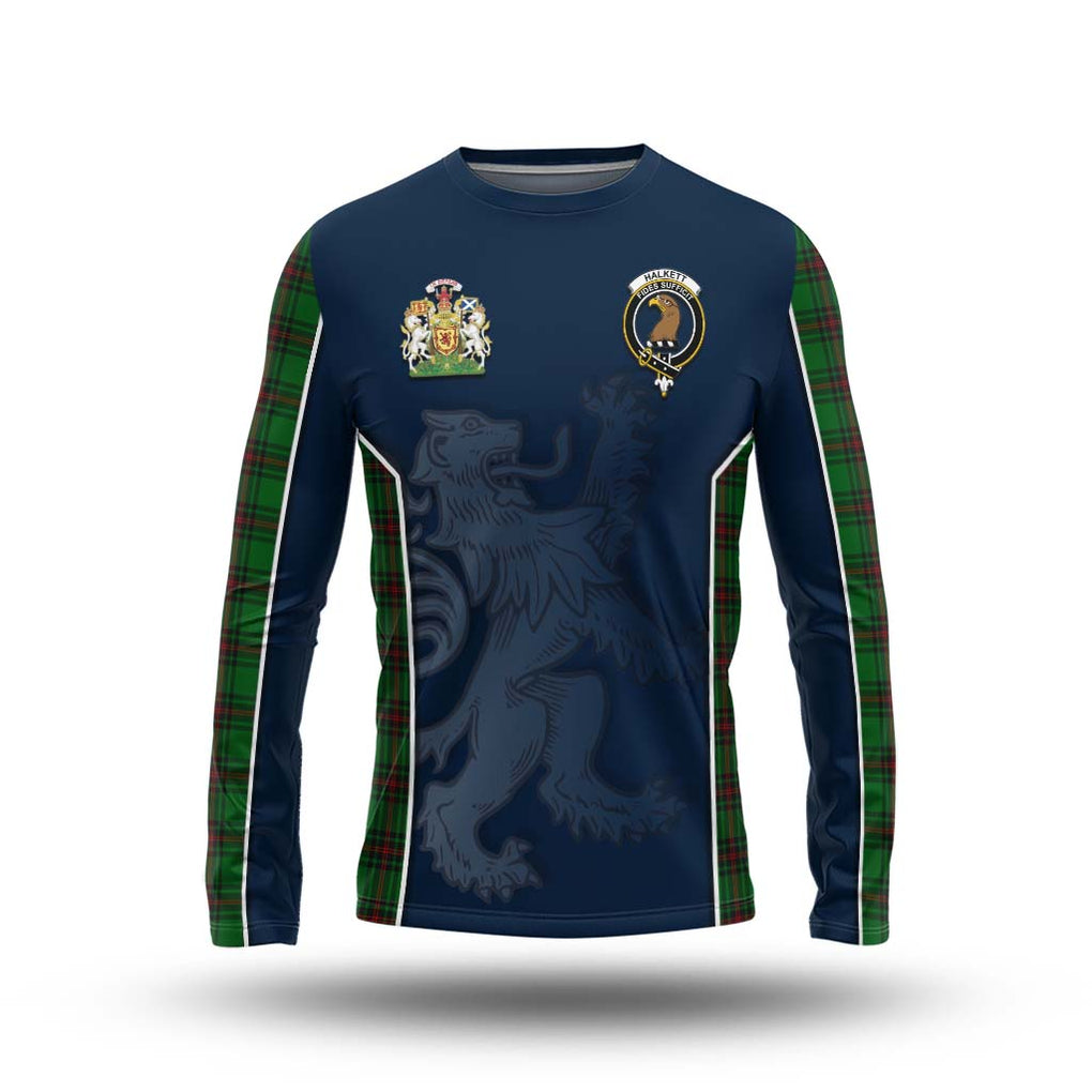 Halkett Tartan Long Sleeve T-Shirt with Family Crest and Lion Rampant Vibes Sport Style Unisex - Tartan Vibes Clothing