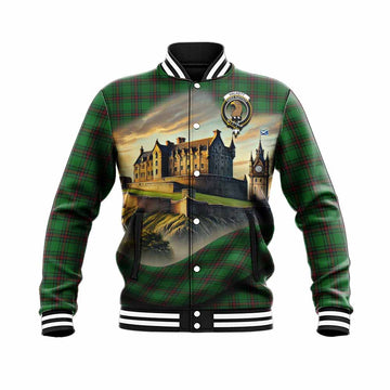 Halkett Tartan Family Crest Baseball Jacket with Scottish Ancient Castle Style Unisex - Tartan Vibes Clothing