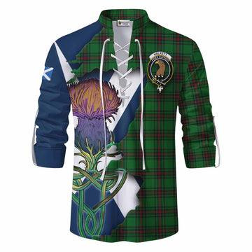 Halkett Tartan Family Crest Ghillie Kilt Shirt Scottish Thistle Celtic Inspired Men - Tartan Vibes Clothing