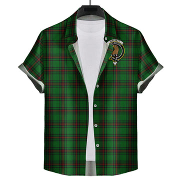 Halkett Tartan Short Sleeve Button Down Shirt with Family Crest