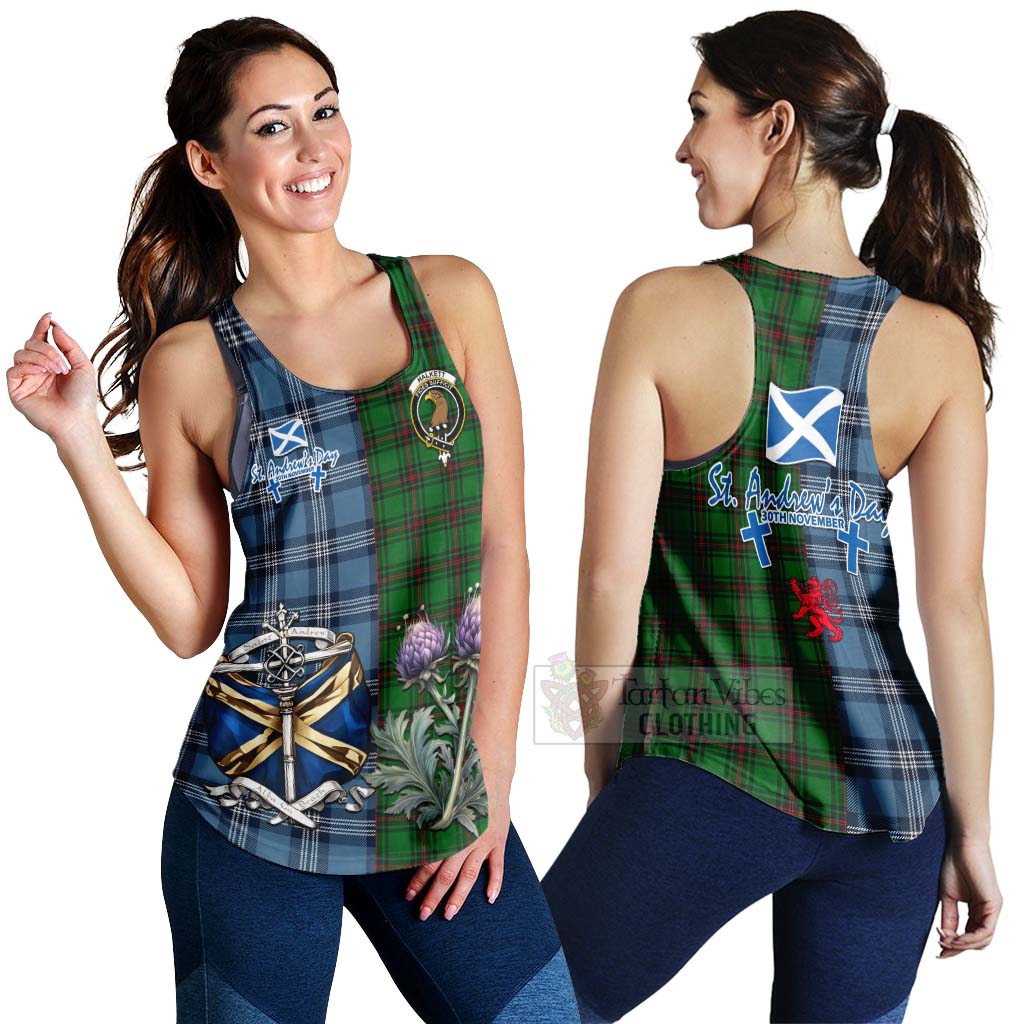 Tartan Vibes Clothing Halkett Tartan Women's Racerback Tanks Happy St. Andrew's Day Half Tartan Style