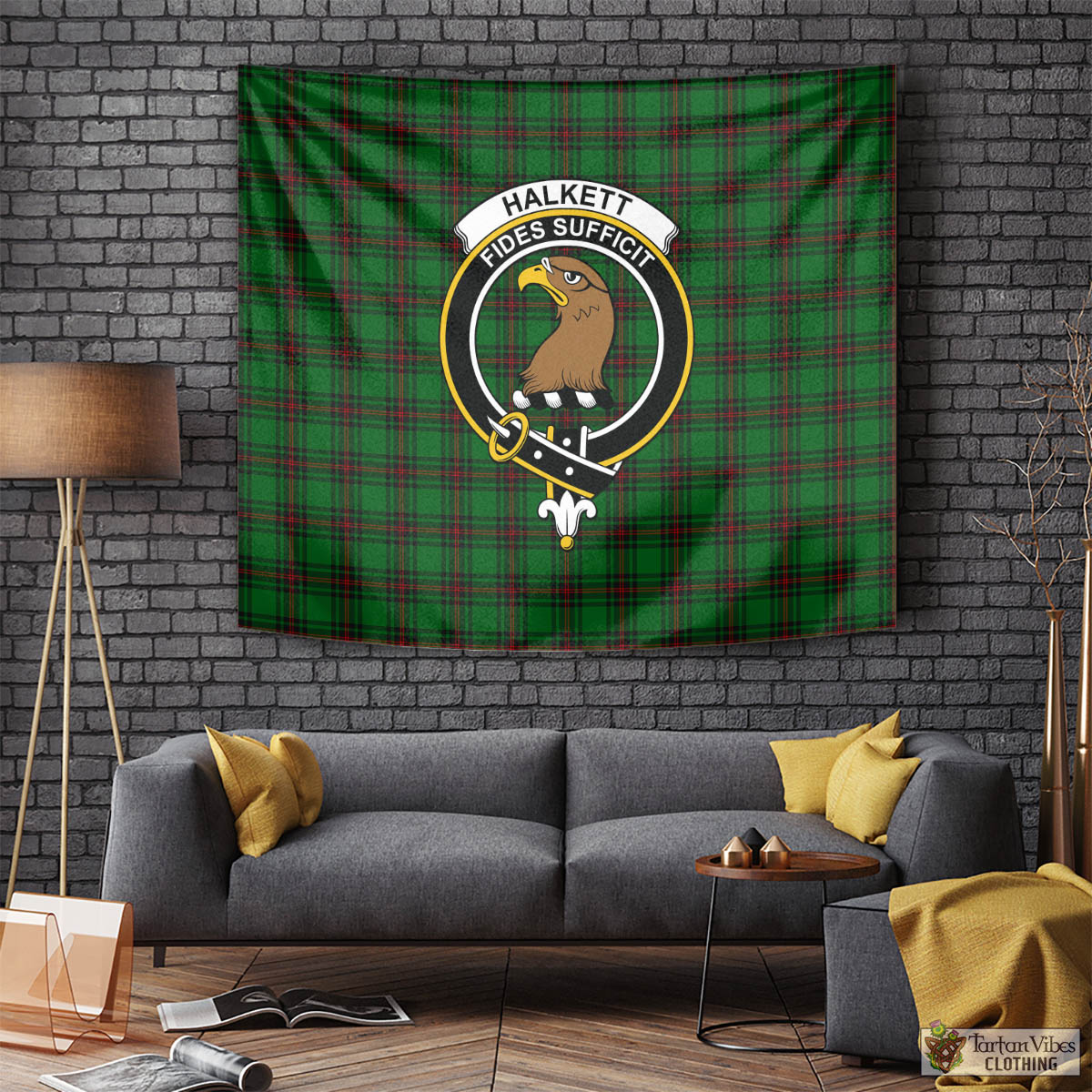 Tartan Vibes Clothing Halkett Tartan Tapestry Wall Hanging and Home Decor for Room with Family Crest