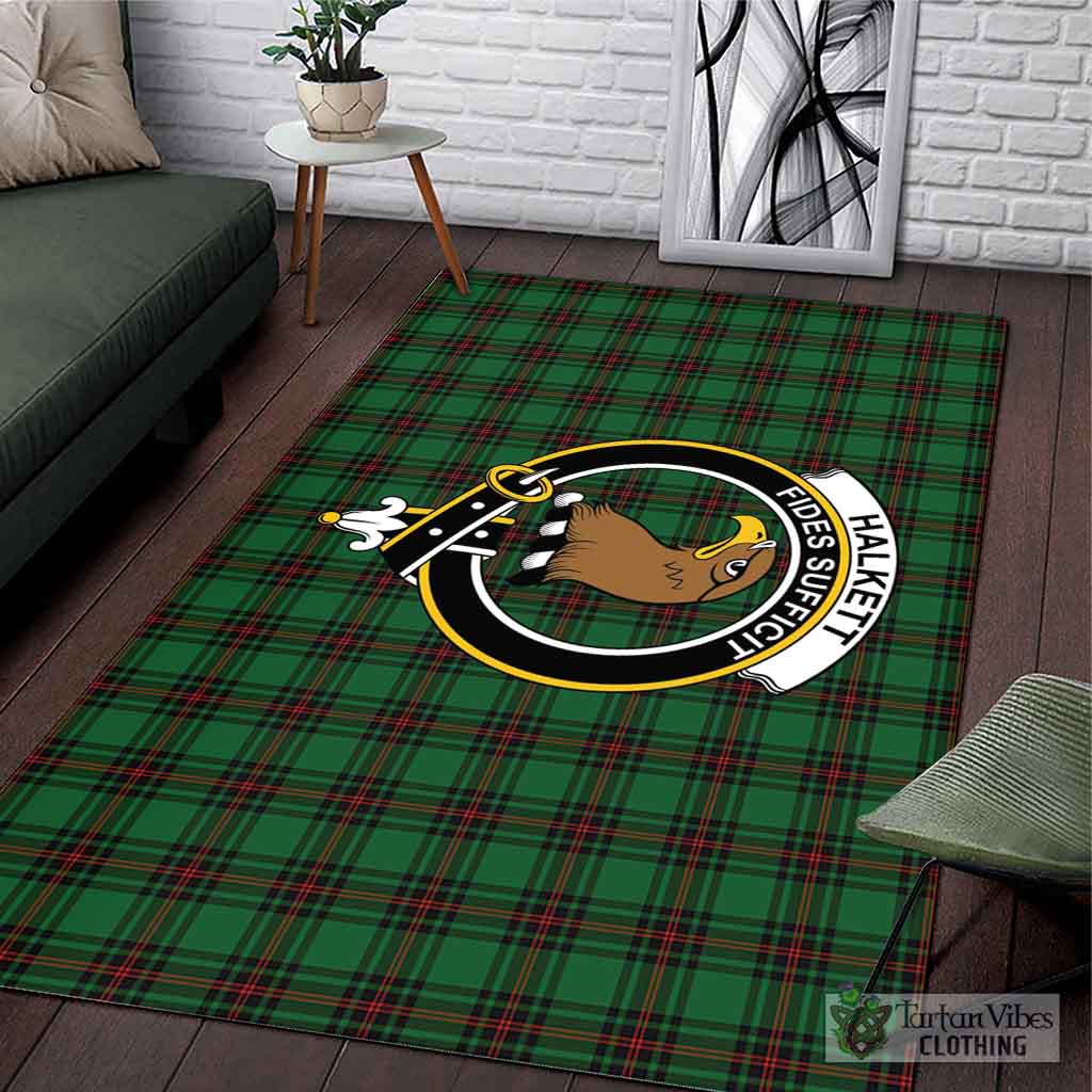 Tartan Vibes Clothing Halkett Tartan Area Rug with Family Crest