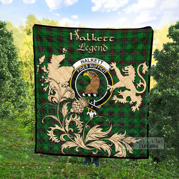 Halkett Tartan Quilt with Family Crest and Scottish Symbol Style