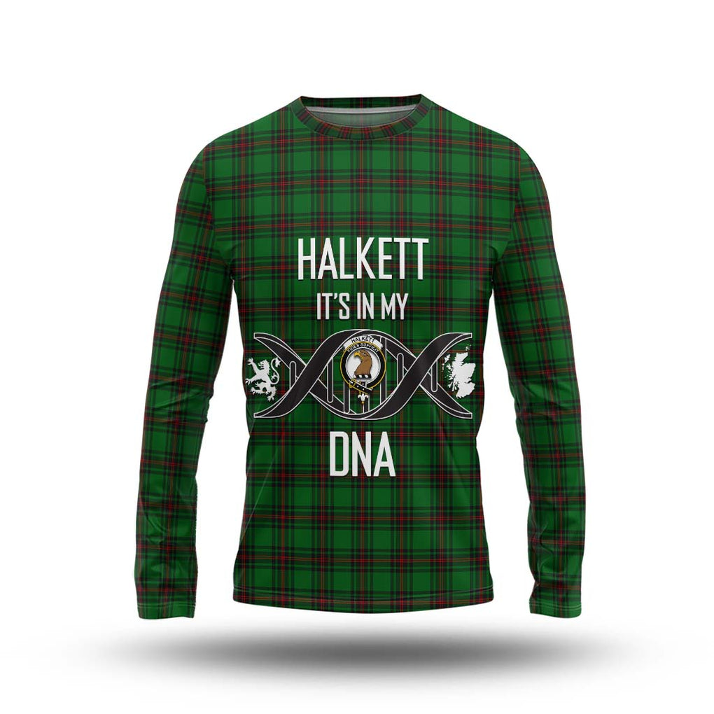 Halkett Tartan Long Sleeve T-Shirt with Family Crest DNA In Me Style Unisex - Tartanvibesclothing Shop