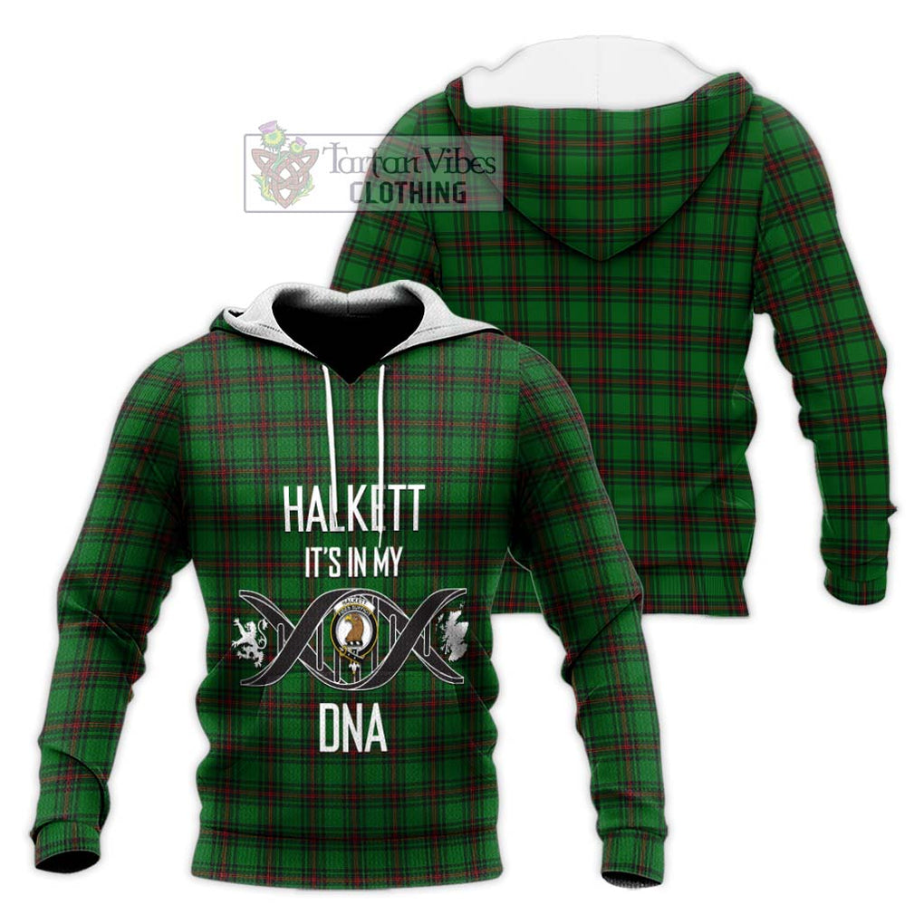 Halkett Tartan Knitted Hoodie with Family Crest DNA In Me Style Unisex Knitted Pullover Hoodie - Tartanvibesclothing Shop