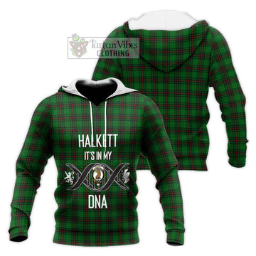 Halkett Tartan Knitted Hoodie with Family Crest DNA In Me Style