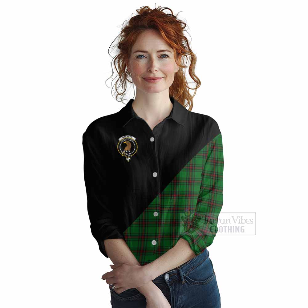 Tartan Vibes Clothing Halkett Tartan Women's Casual Shirt with Family Crest and Military Logo Style