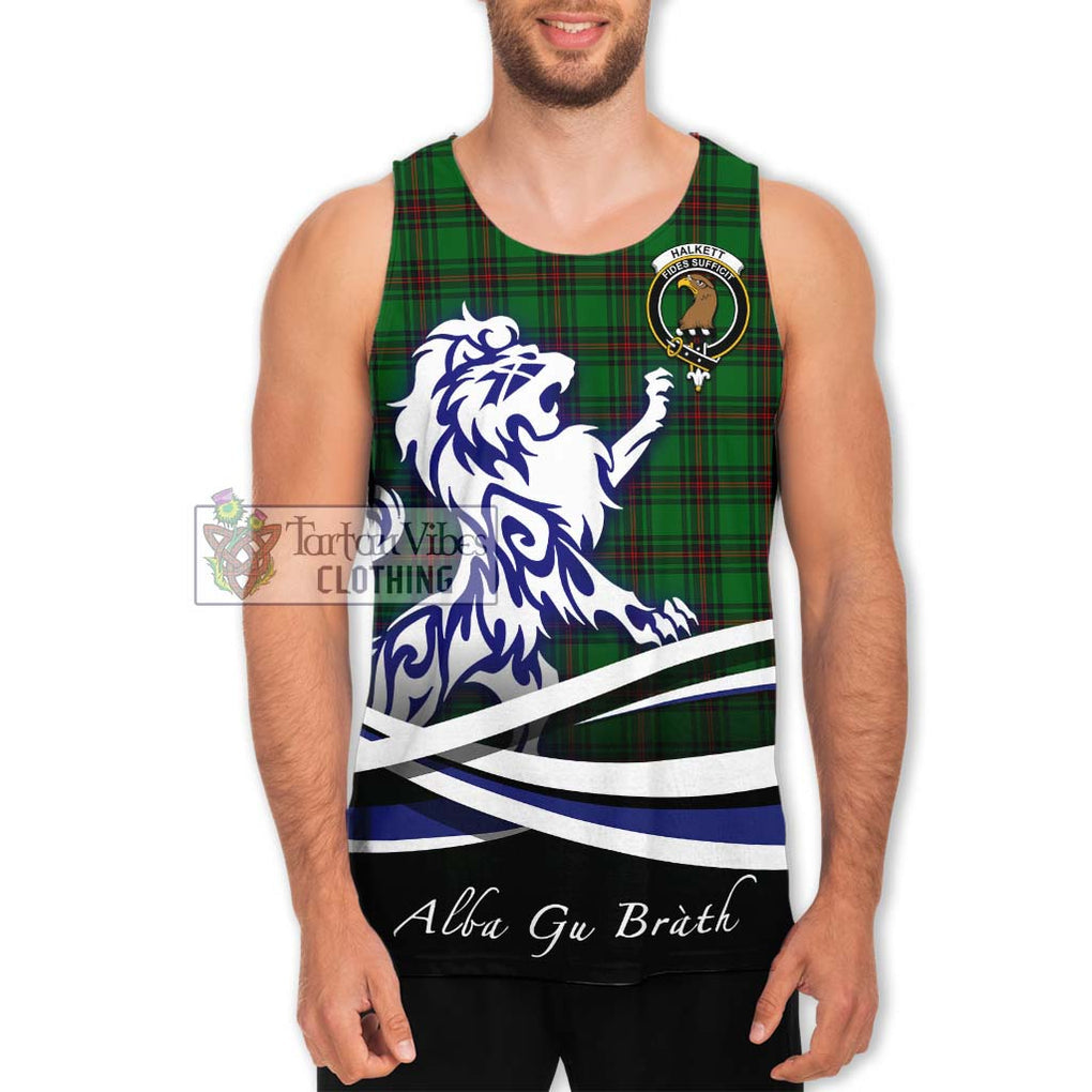 Halkett Tartan Men's Tank Top with Alba Gu Brath Regal Lion Emblem Men - Tartanvibesclothing Shop