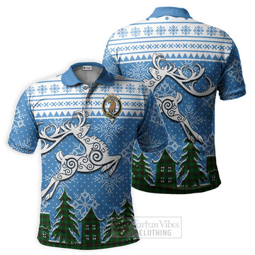 Halkett Clan Christmas Polo Shirt Celtic Reindeer Style