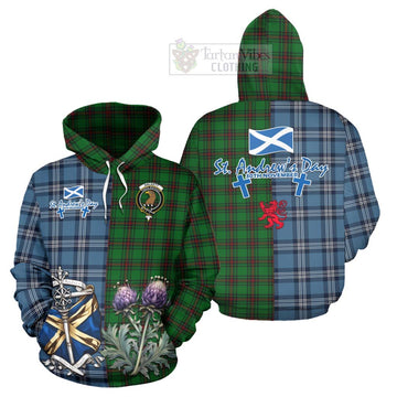 Halkett Tartan Hoodie Happy St. Andrew's Day Half Tartan Style