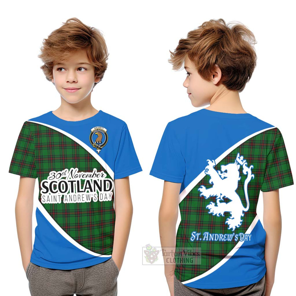 Tartan Vibes Clothing Halkett Family Crest Tartan Kid T-Shirt Celebrate Saint Andrew's Day in Style