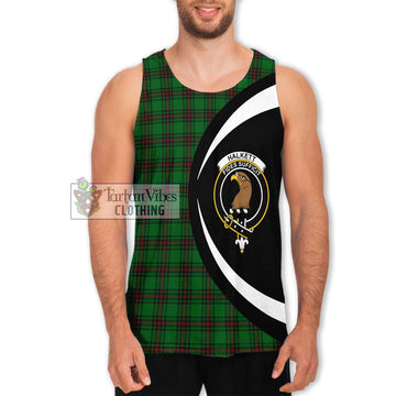 Halkett Tartan Men's Tank Top with Family Crest Circle Style