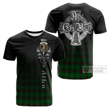 Halkett Tartan Cotton T-shirt Featuring Alba Gu Brath Family Crest Celtic Inspired