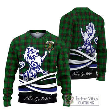 Halkett Tartan Ugly Sweater with Alba Gu Brath Regal Lion Emblem