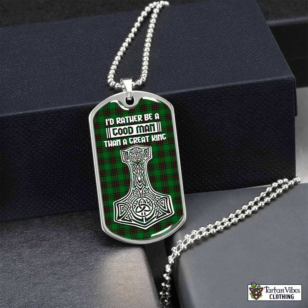 Tartan Vibes Clothing Halkett Tartan Dog Tag Necklace Viking Mjolnir Style