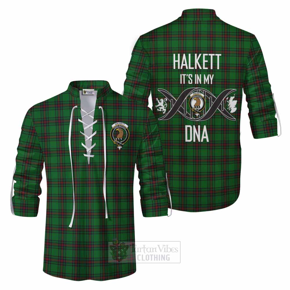 Tartan Vibes Clothing Halkett Tartan Ghillie Kilt Shirt with Family Crest DNA In Me Style