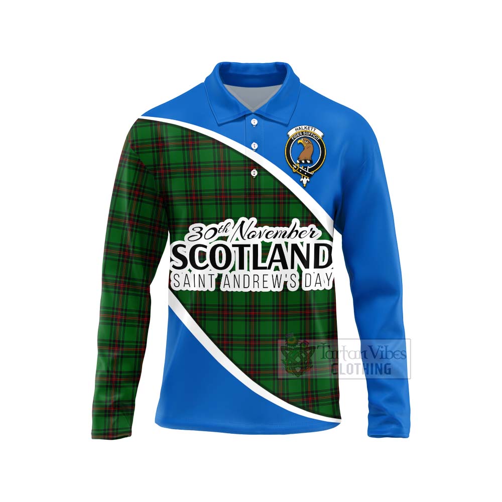 Tartan Vibes Clothing Halkett Family Crest Tartan Long Sleeve Polo Shirt Celebrate Saint Andrew's Day in Style