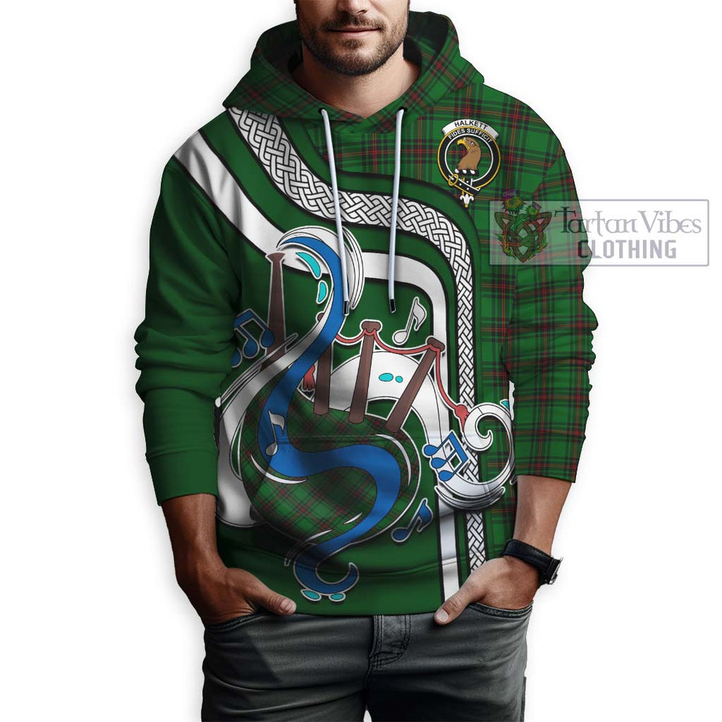 Halkett Tartan Hoodie with Epic Bagpipe Style Zip Hoodie - Tartanvibesclothing Shop